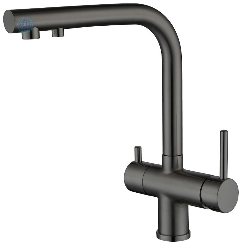 Смеситель Gappo G43752-21 для кухни с подключением фильтра питьевой воды , оружейная сталь