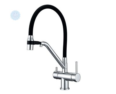 Змішувач Gappo G4398-80 для кухні з підключенням холодної, гарячої води, (хром/чорний)