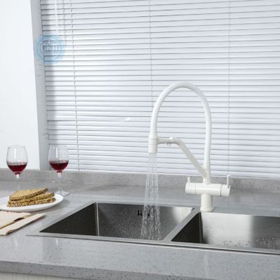 Змішувач Gappo G4398-88 для кухні з підключенням фільтра питної води, білий
