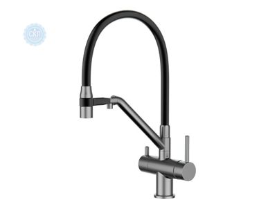 Смеситель Gappo G4398-89 для кухни с подключением холодной,горячей воды ,оружейная сталь