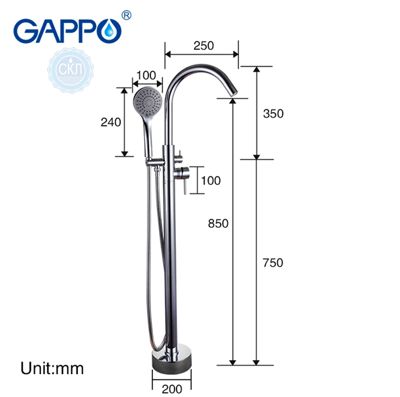 Смеситель напольный для ванной хром Gappo Jacob G3098