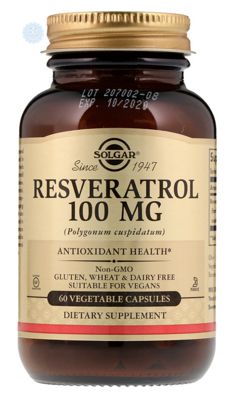 Solgar, Ресвератрол, 100 мг, 60 Вегетаріанський капсул