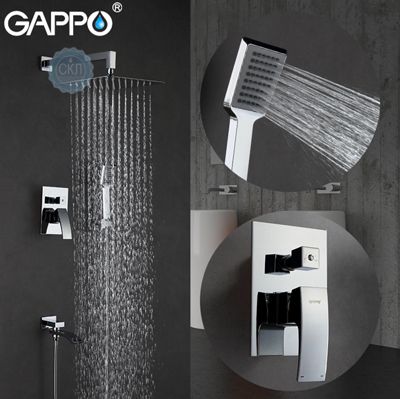 строенный смеситель для ванны с 3-функциями излив есть переключателем на лейку хром Gappo Jacob G7107