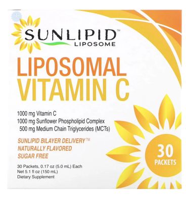 SunLipid, ліпосомальна вітамін C, з натуральними ароматизаторами, 30 пакетиків по 5,0 мл (0,17 унції)