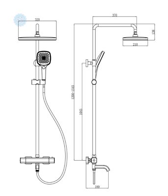 Термостатичні душові системи Gappo G24791-6 з виливом, гнучким та тропічним душем - вироби класу люкс , чорна