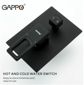 Вбудований Gappo G7117-6 змішувач для ванни з 3-функціями, виливши є перемикачем на воронку, чорний