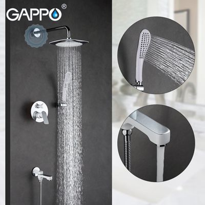Встроенный смеситель для ванны с 3-функциями излив есть переключателем на лейку белый / хром Gappo Noar G7148-8
